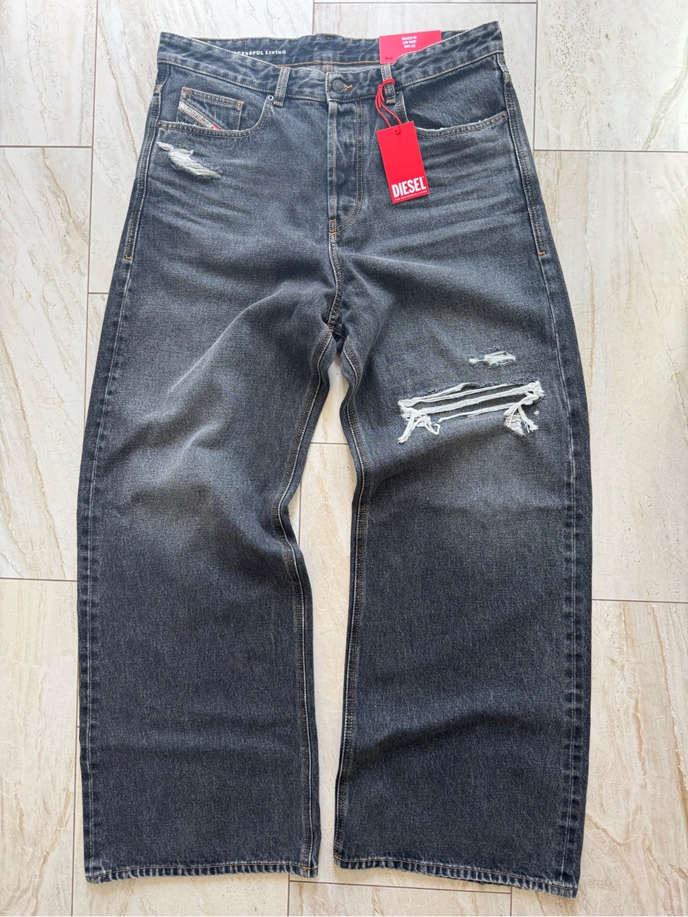 Diesel D-Rise / D-Sire black/gray Distressed Relaxed Jeans